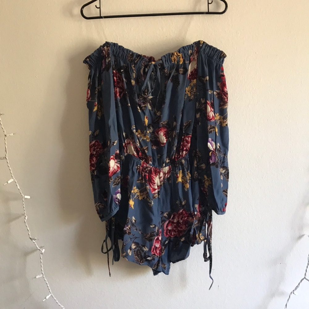 Blue floral romper (never worn)